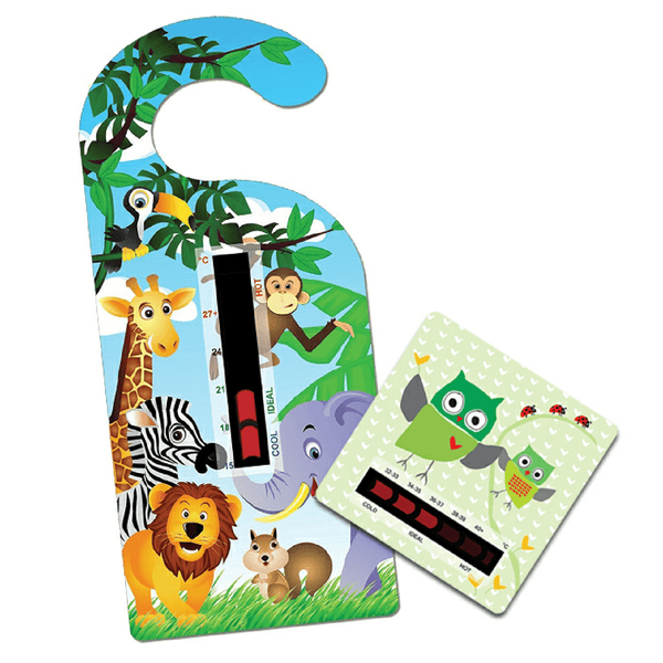 Jungle Room Hanger Thermometer Card and Owl Bath Thermometer Card Pack