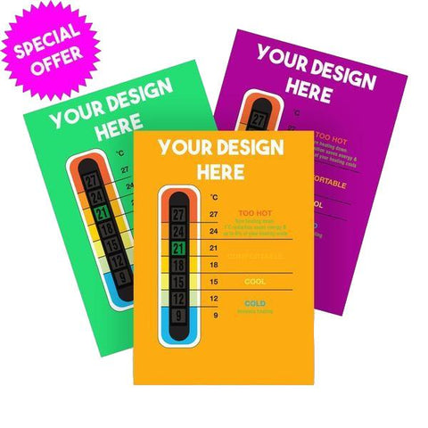 10000 Pack - Promotional Customisable Thermometer Cards for 9C to 27C Thermometer Strip