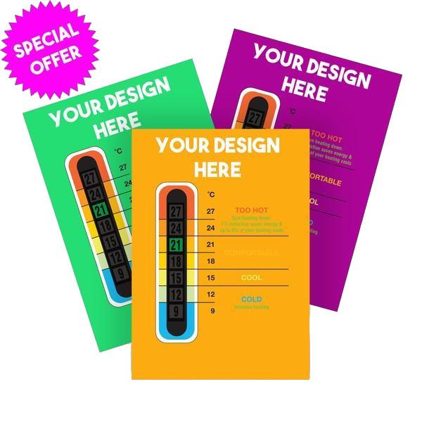 5000 Pack - Promotional Customisable Thermometer Cards for 9C to 27C Thermometer Strip